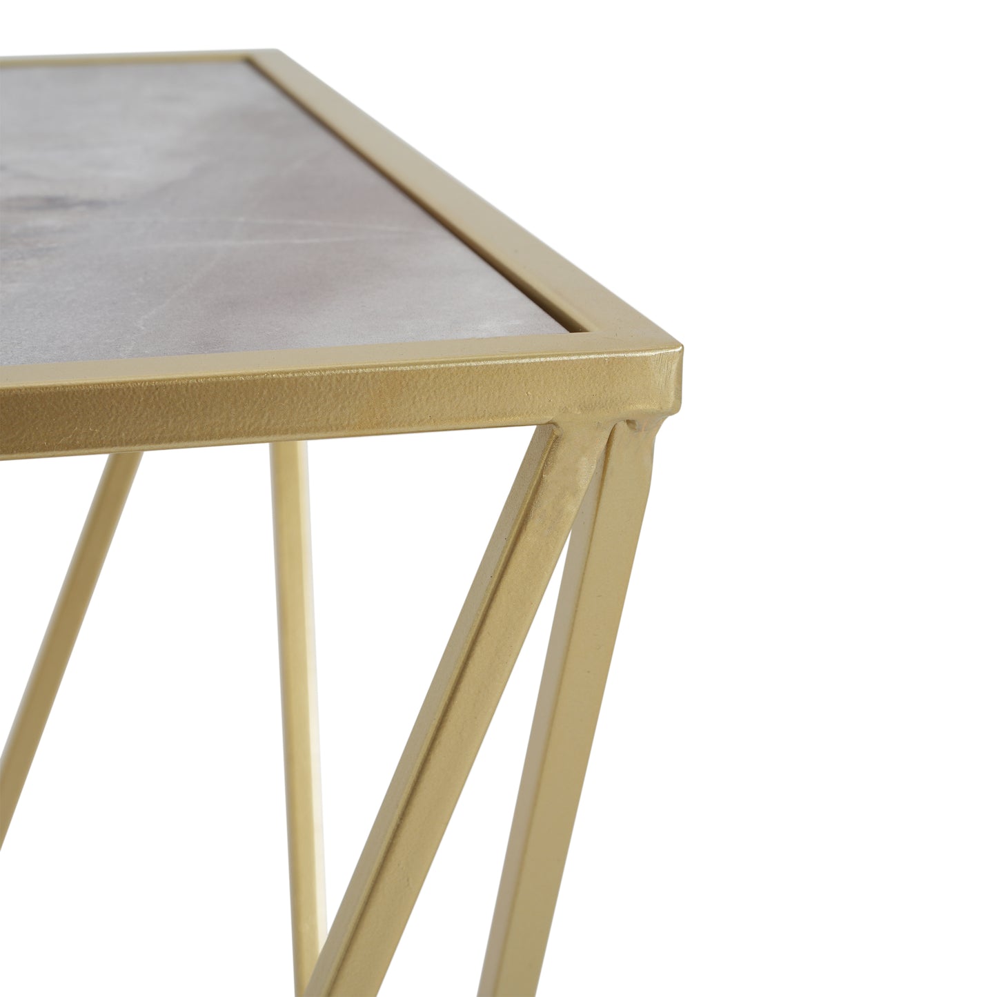 Calliopa Creative Simple Glass Side Table,Gold+White Color