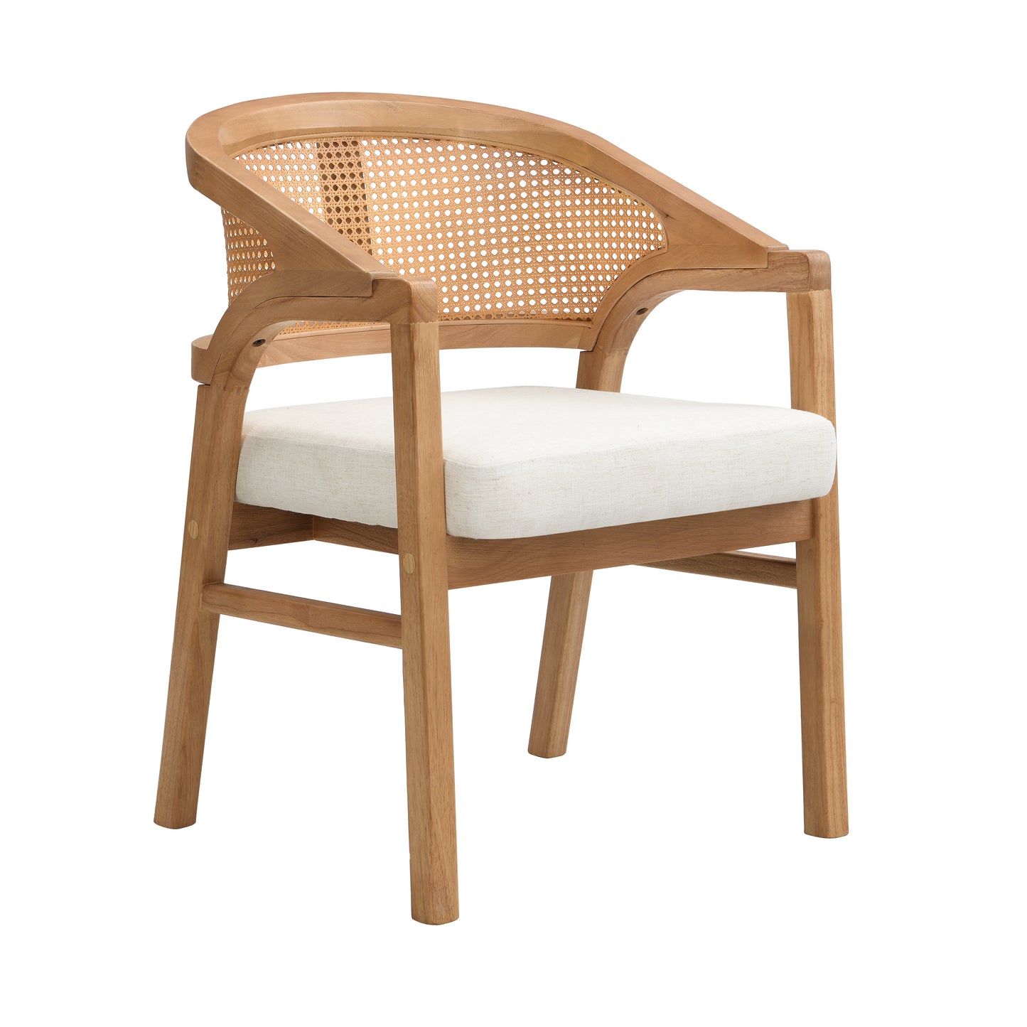Malaneta Wooden Frame Dining Chair with rattan back,set of 2