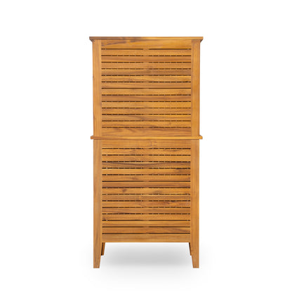 Eirion Outdoor Patio Storage Cabinet, Acacia Wood