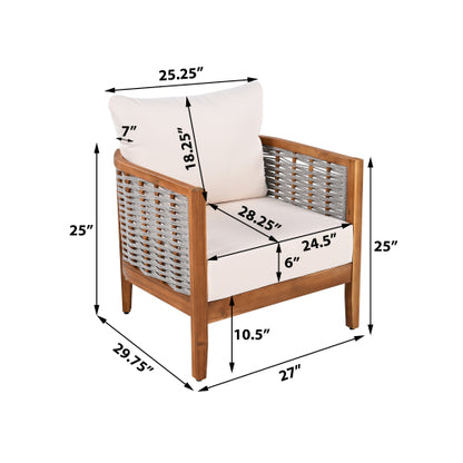 ThruBeam Outdoor Unique Tub Design Armchair with Woven Rope, Patio Furniture