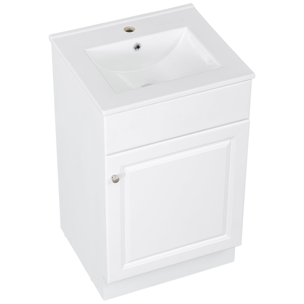 Effervescent Vanes Wood Frame 20" Bathroom Vanity with Ceramic Sink, Cabinet with Soft-Closing Door Shelf and Adjustable Shelf, Open Back, Metal Hardware, Storage/Organizer, White