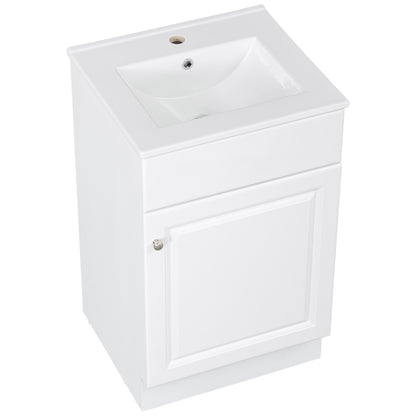 Effervescent Vanes Wood Frame 20" Bathroom Vanity with Ceramic Sink, Cabinet with Soft-Closing Door Shelf and Adjustable Shelf, Open Back, Metal Hardware, Storage/Organizer, White