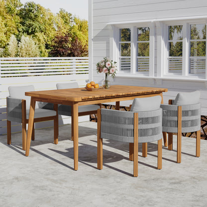 Sylvia Outdoor Dining Set with Acacia Wood Table and 4 Chairs,Waterproof Cushions