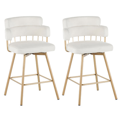 Novimonir 26" Counter Height Bar Stools Set of 2, 180° Swivel Upholstered Barstools