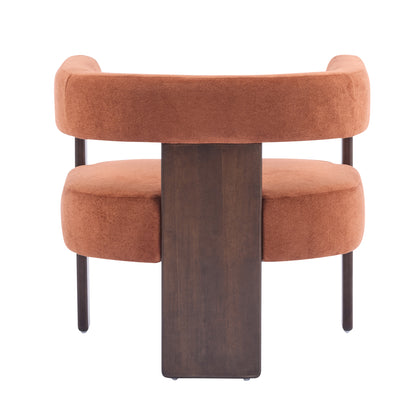 Noah Upholstered Boucle Accent Arm Chair, Rubberwood, Beige+walnut