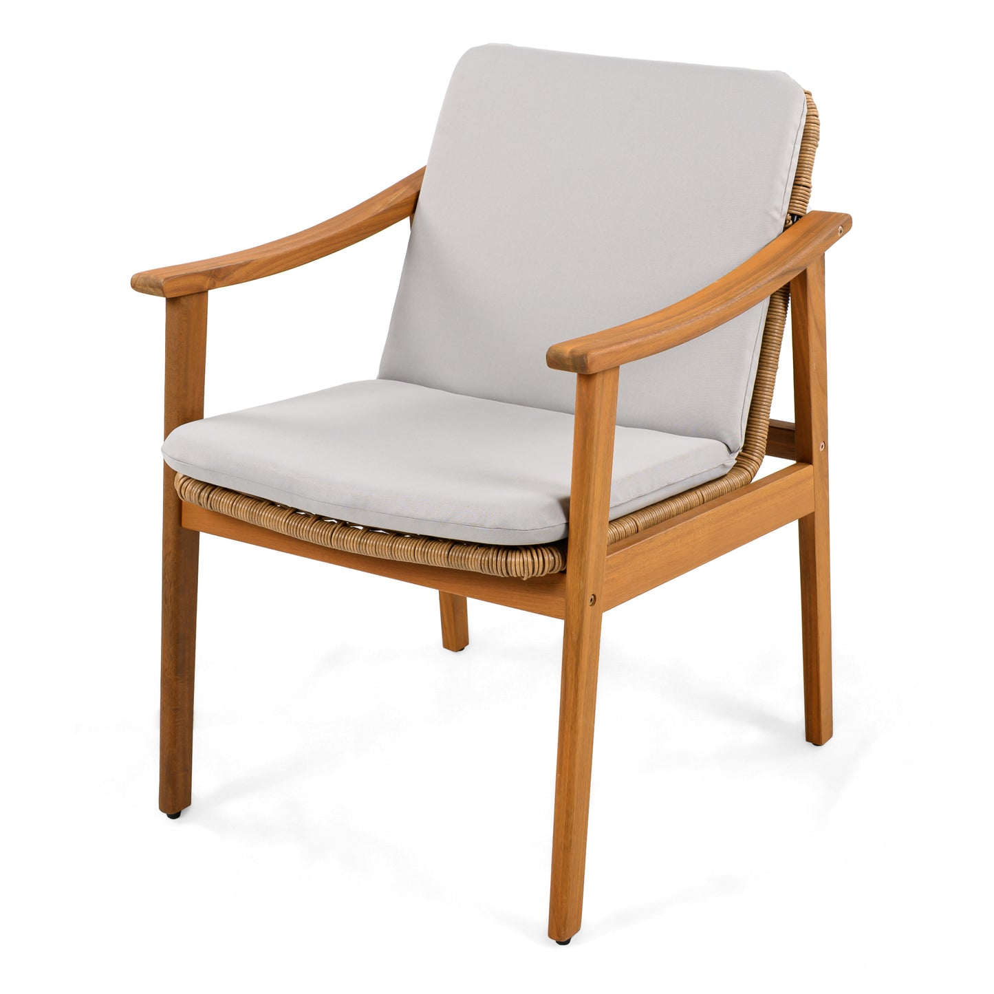 Demorivor Outdoor Dining Chairs Set of 2, Teak Color Acacia Wood Frame,Waterproof Cushion