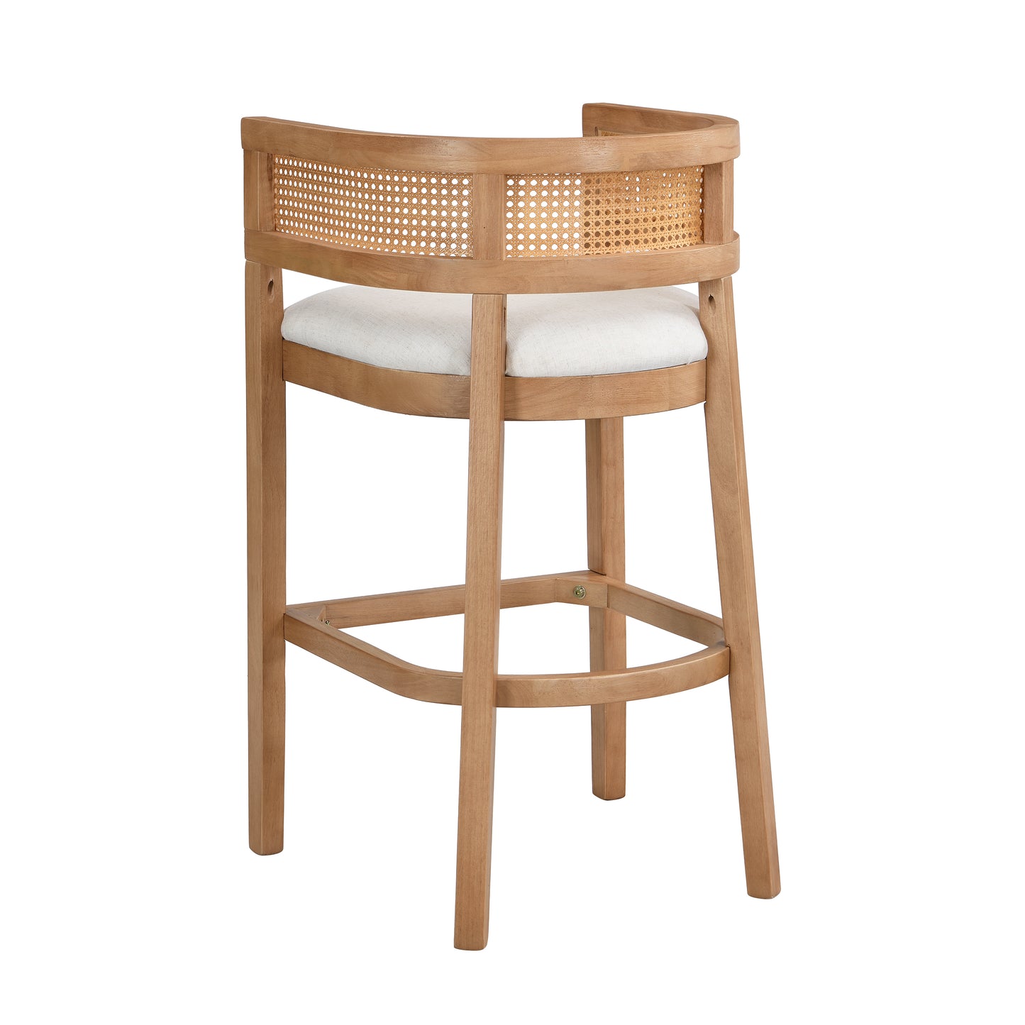 Tiberius Wood And Rattan Upholstered Arm Bar Stools,Set of 2