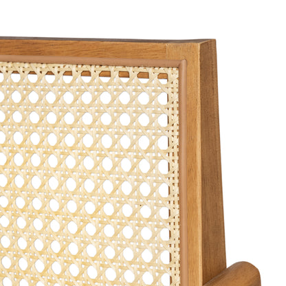 Lomiare Modern Minimalist Bar Stool with Cane Seat, Solid Wood Frame