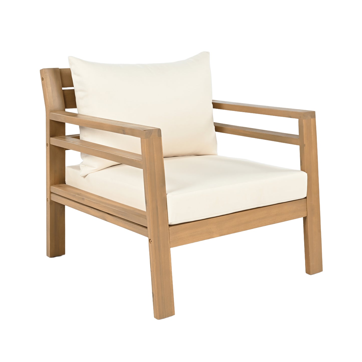 Crager Outdoor Acacia Wood Club Chair, Armchair with Cushions