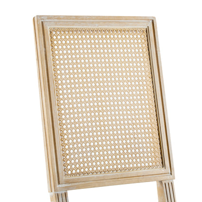 Dagoal French Country Dining Chairs - Elegant Cane Backrest & Upholstered Seats,Set of 2