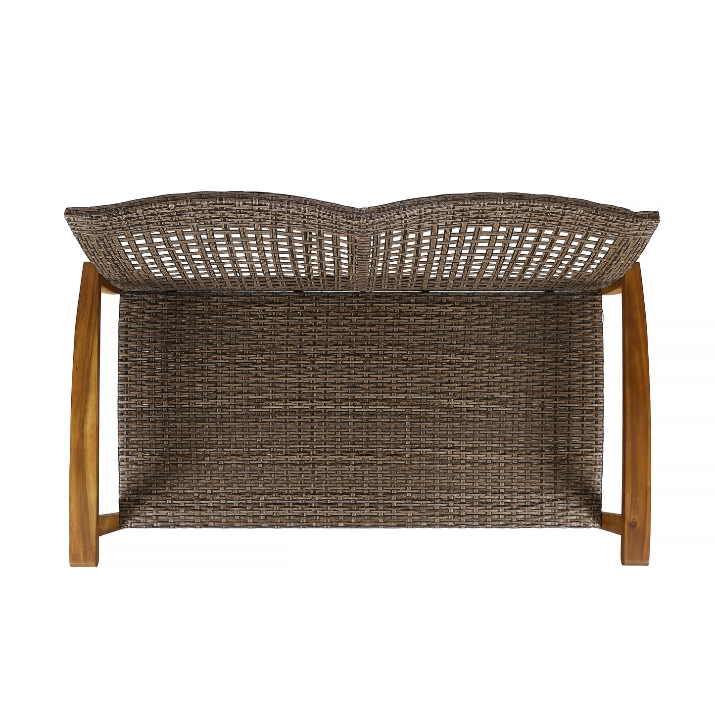 Marcia Outdoor Wood and Wicker Loveseat