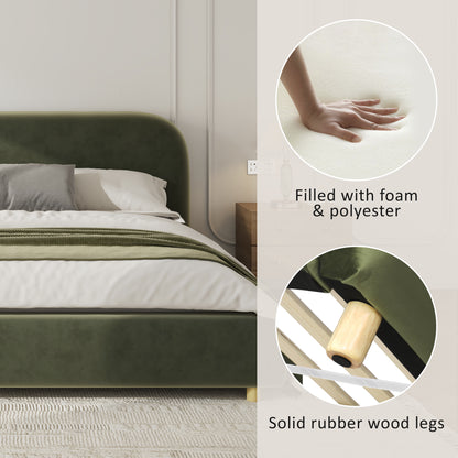 Selah Platform Bed, Boucle Fabric Upholstered Platform Bed,Curve-Shaped Design Headboard