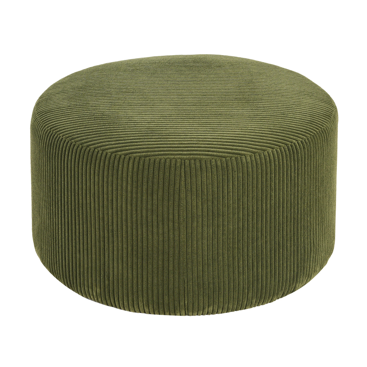 Harbinger GAVI Corduroy Ottoman Foot Stool, 30" Pouf Footstool Ottoman Seat, Upholstered Foot Chair, Round Footrest, Modern Side Table for Living Room Bedroom Home Decor, Olive Green