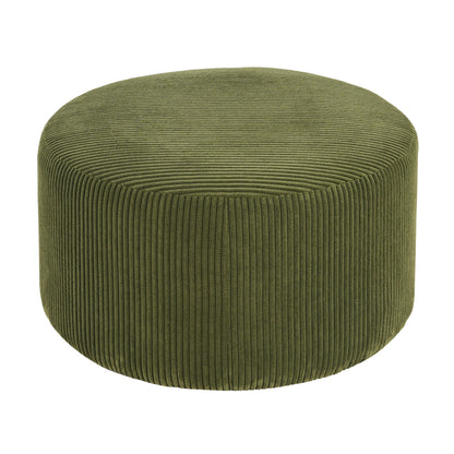 Harbinger GAVI Corduroy Ottoman Foot Stool, 30" Pouf Footstool Ottoman Seat, Upholstered Foot Chair, Round Footrest, Modern Side Table for Living Room Bedroom Home Decor, Olive Green