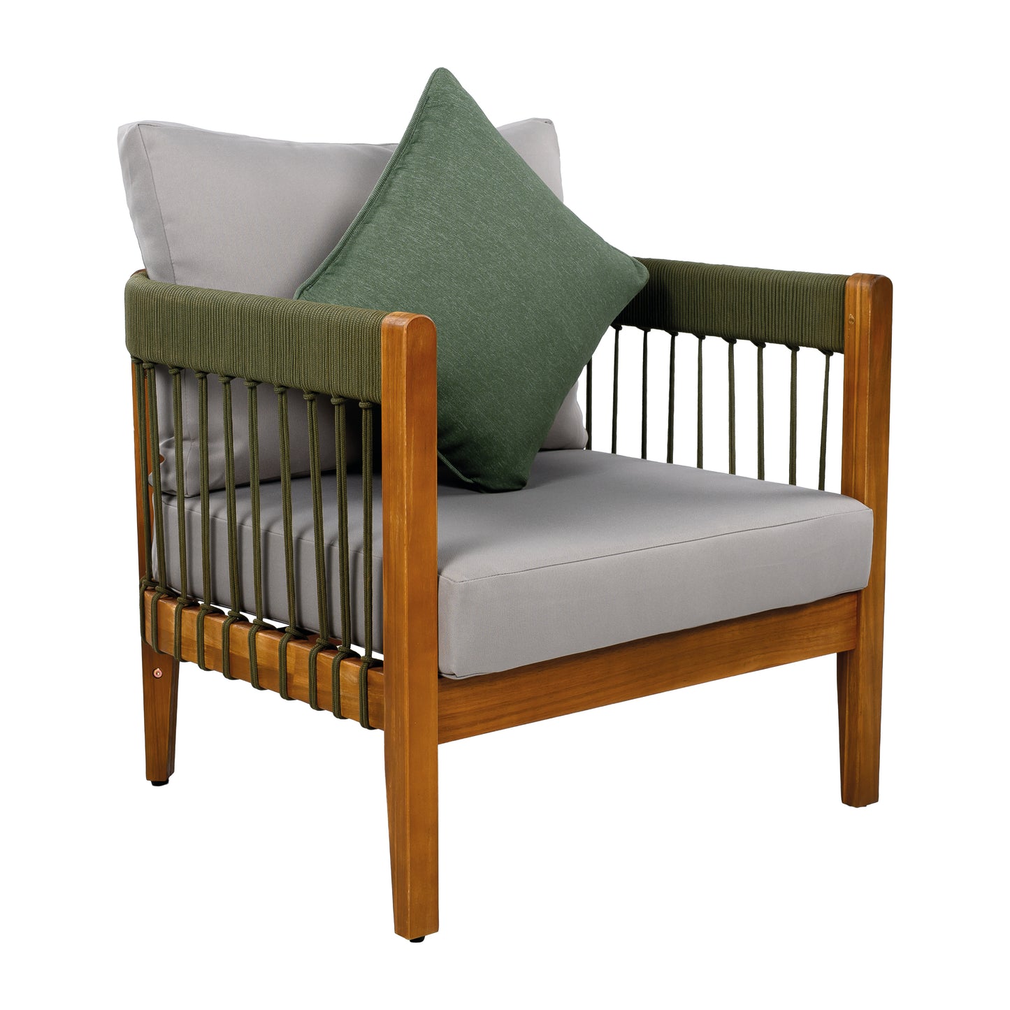 Tavithalae Acacia Wood Outdoor Club Chair with Water-Resistant  Cushions