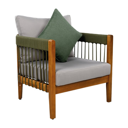 Tavithalae Acacia Wood Outdoor Club Chair with Water-Resistant  Cushions