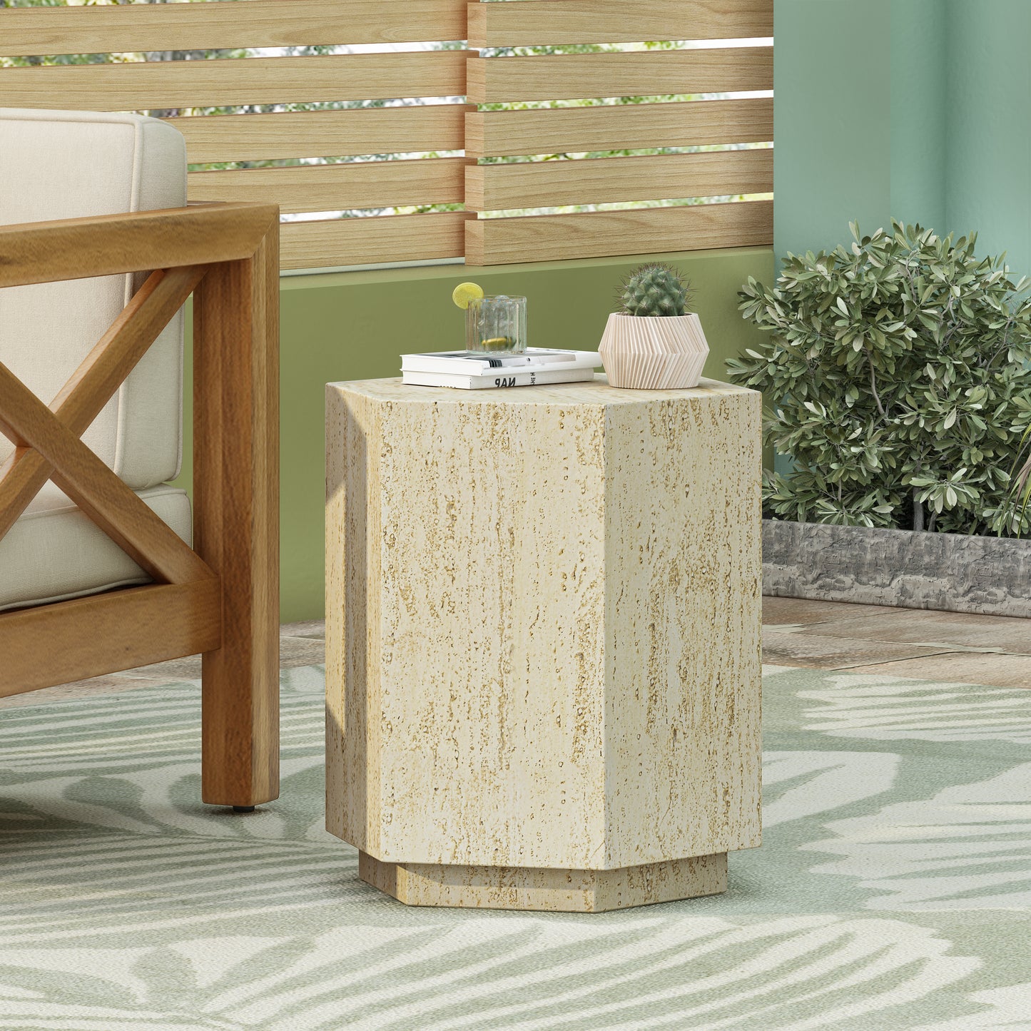 Onpon MGO Hexagonal Archaistic Side Table