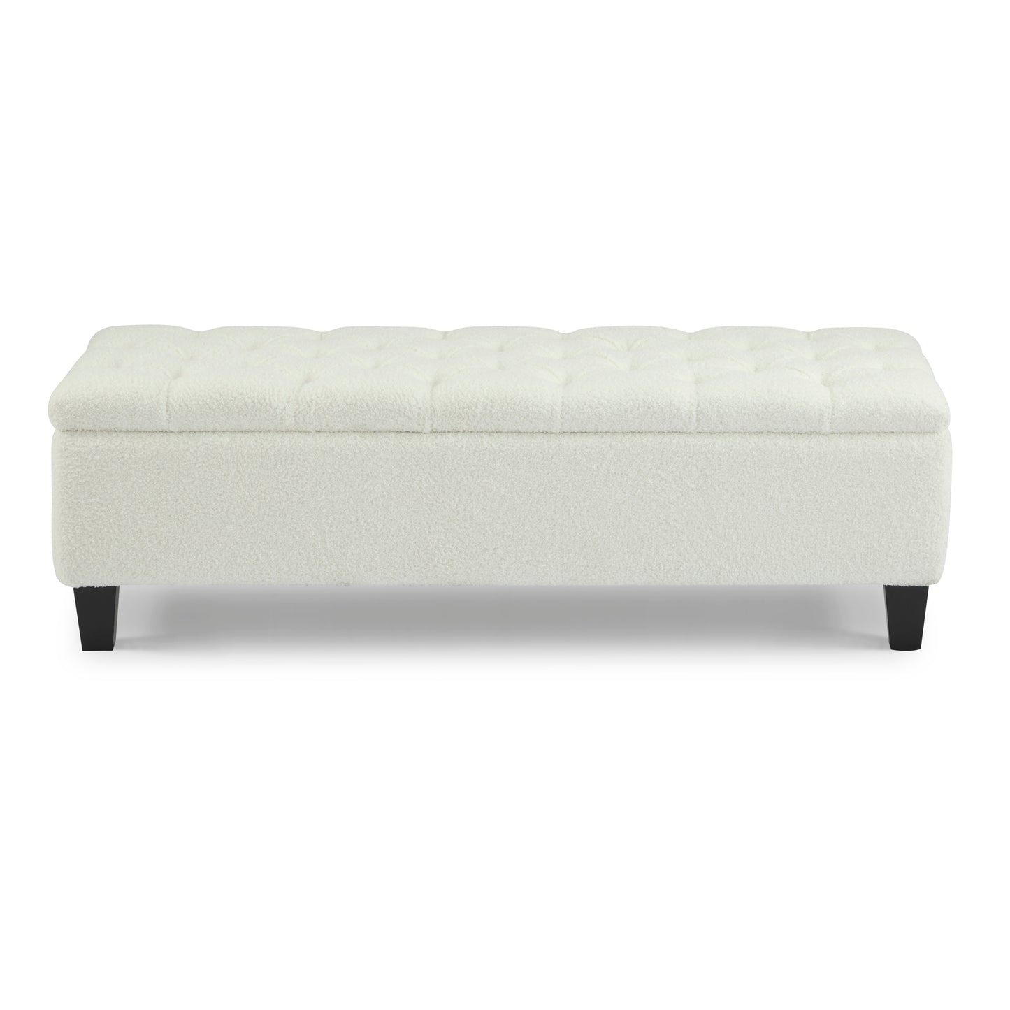 HaChe Ottoman Bench with Storage,Boucle Surface, Rubber Wood Legs, 300 lbs Capacity