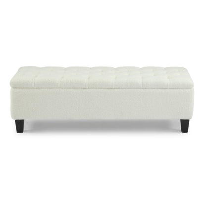 HaChe Ottoman Bench with Storage,Boucle Surface, Rubber Wood Legs, 300 lbs Capacity