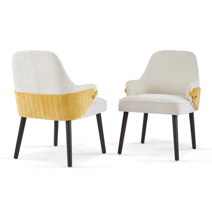 Marlow Indoor Dining Chair Set of 2, Two-Tone Fabric Armchairs with Sturdy Frame, Modern Accent Chairs for Dining Room & Living Area, 300lbs Capacity