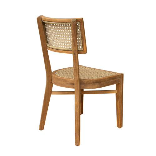 Netho Acacia Wood Dining Chair with Light Brown Wicker,Set of 2