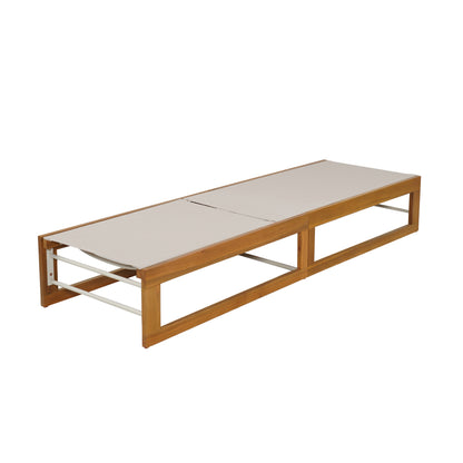 Leavitt Outdoor Mesh and Wood Adjustable Chaise Lounge, Black and Teak