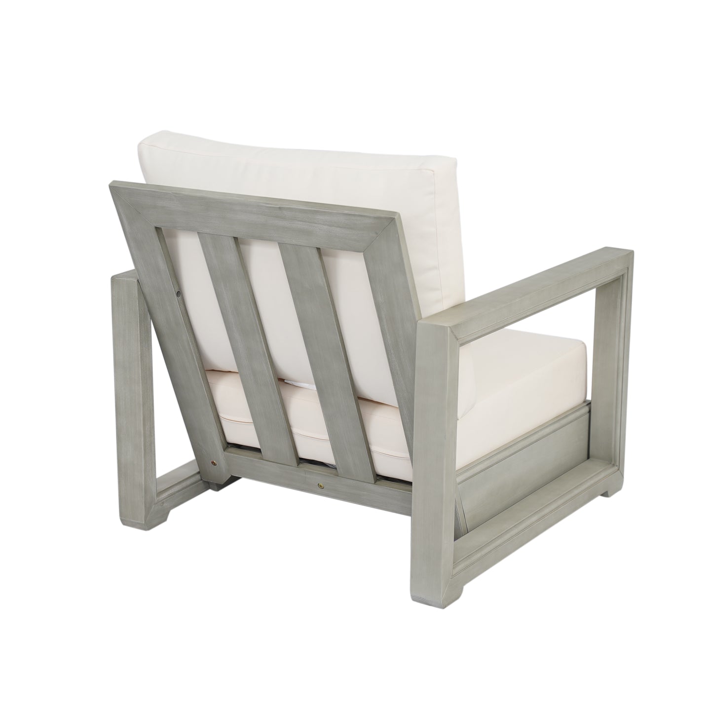 Andrae Outdoor Acacia Wood Club Chair with Cushion for Patio, Garden, Balcony