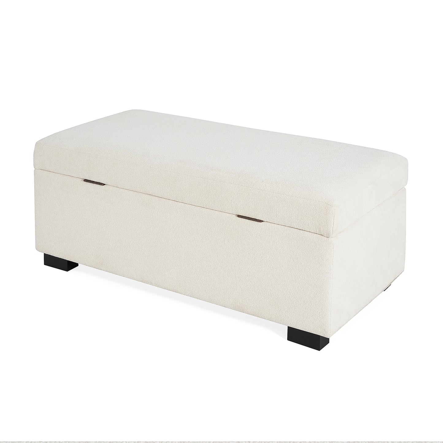 Hopehorizon Rectangle Chenile Solid Wood Storage Ottoman Chenille