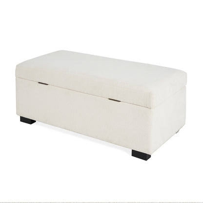 Hopehorizon Rectangle Chenile Solid Wood Storage Ottoman Chenille