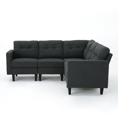 Niya Mid Century Modern 5 Piece Fabric Sectional Sofa