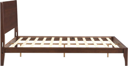 GDFStudio Mid-Century Modern Queen Size Platform Bed Frame, 12 Inch, Solid Bamboo Wood, Eco-Friendly Design with Wood Slat Support, No Box Spring Needed, Easy Assembly, Chocolate Finish
