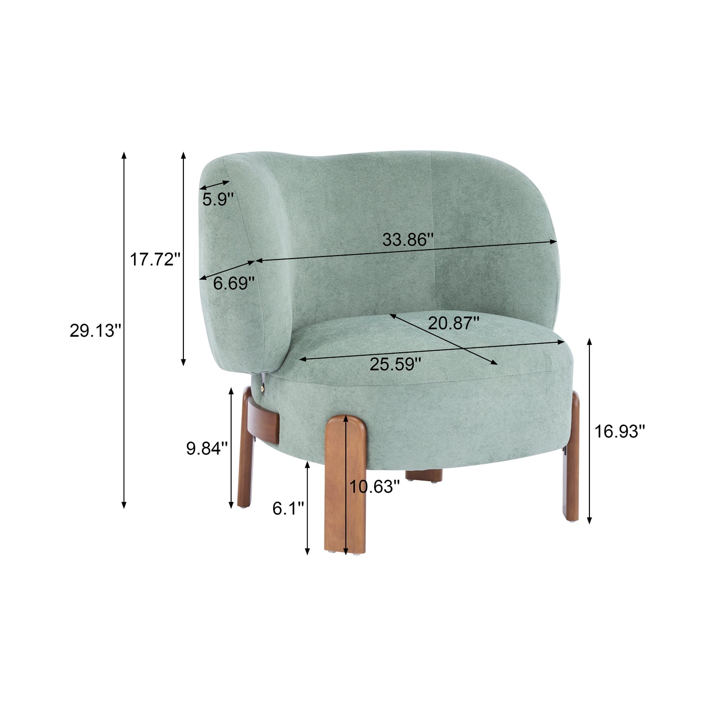 Demidorium Cozy Upholstery Solid Wood Wingback Armchair