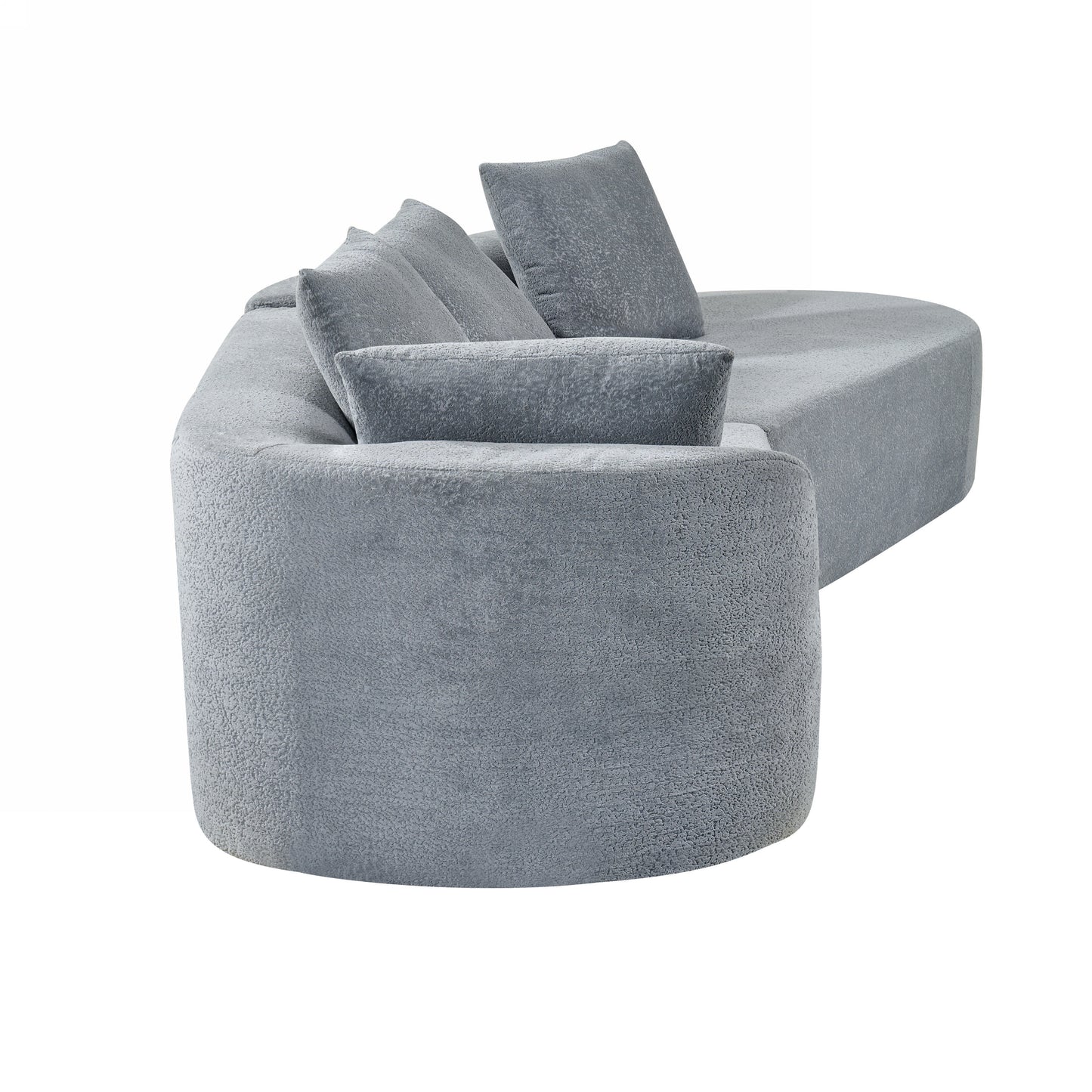 Orellar 116" Modern Curved Sectional Sofa with High-Density Fully Compressed Sponge and Chaise Lounge, Pearl Upholstery