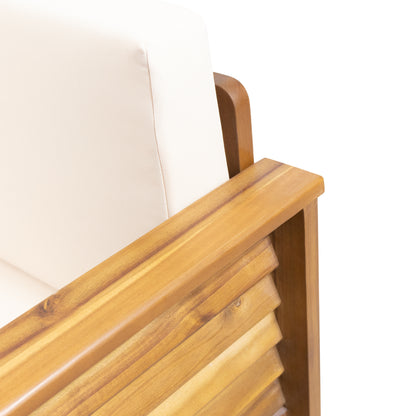 Rabun Outdoor Acacia Wood Club Chairs with Cushions