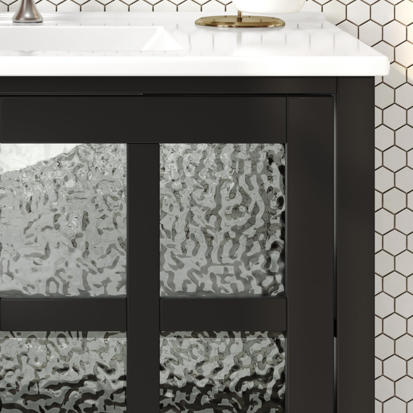 Faelan Bathroom Vanity with Ceramic Sink with Adjustable Shelf and open shelf