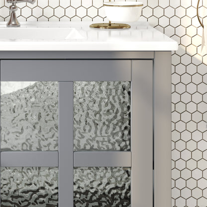 Faelan Bathroom Vanity with Ceramic Sink with Adjustable Shelf and open shelf