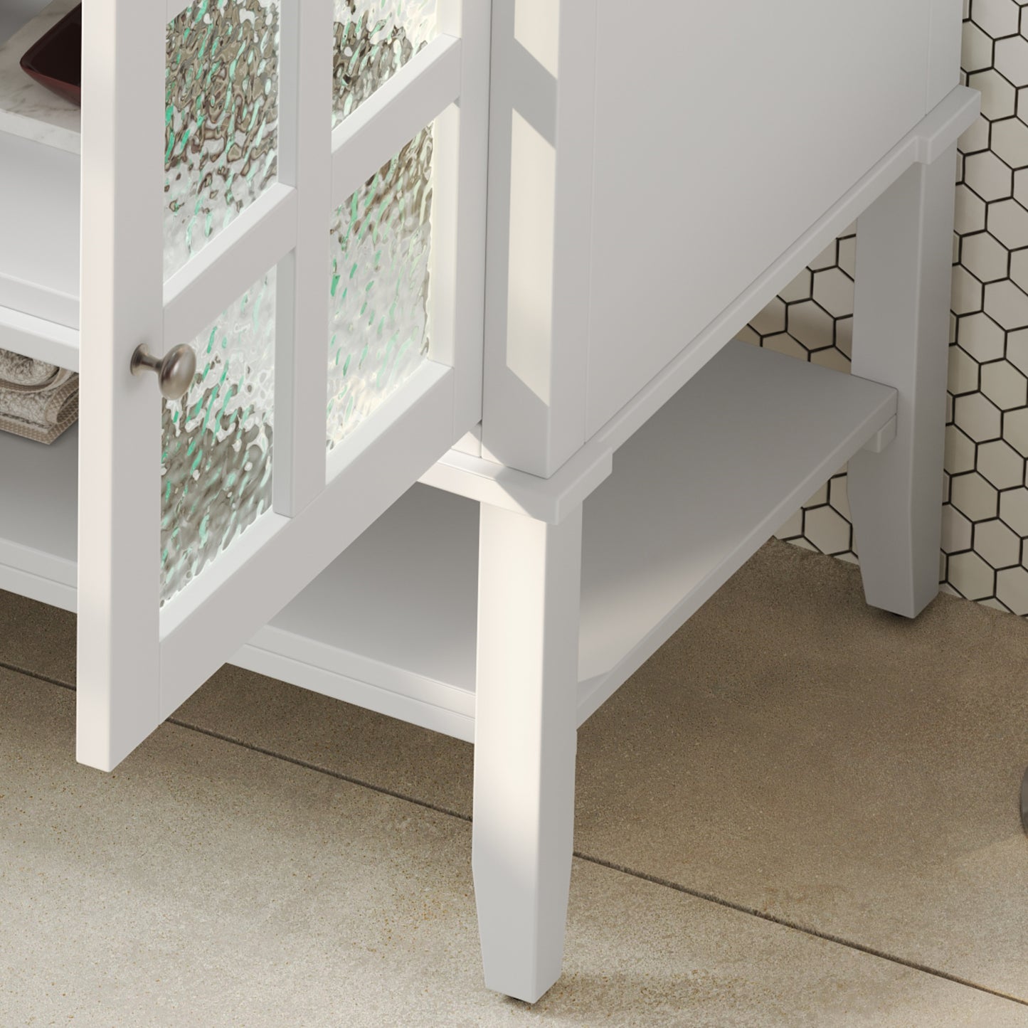 Faelan Bathroom Vanity with Ceramic Sink with Adjustable Shelf and open shelf