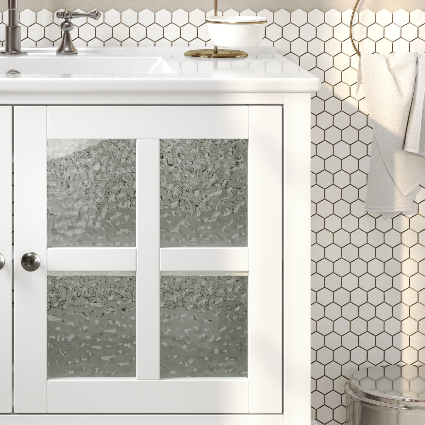 Faelan Bathroom Vanity with Ceramic Sink with Adjustable Shelf and open shelf