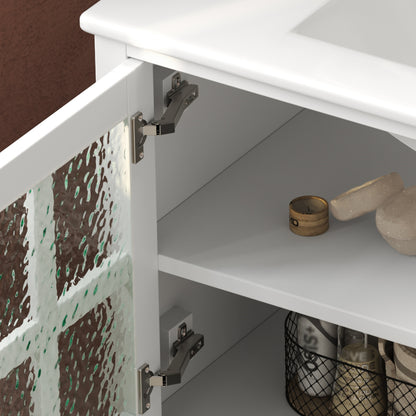 Faelan Bathroom Vanity with Ceramic Sink with Adjustable Shelf and open shelf