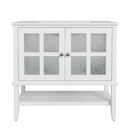 Faelan Bathroom Vanity with Ceramic Sink with Adjustable Shelf and open shelf