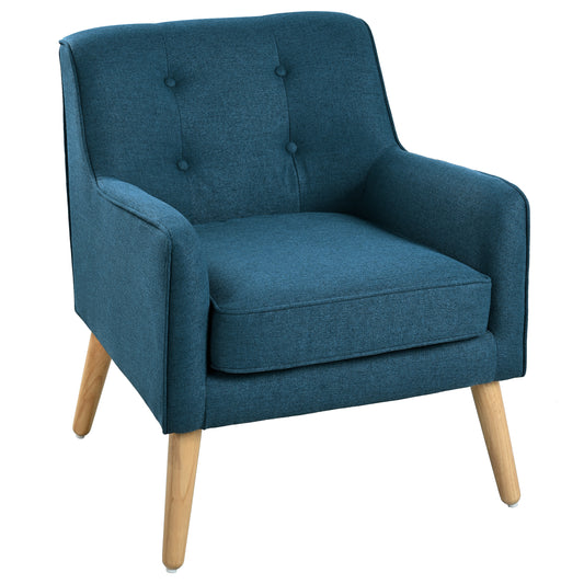 Tapara Mid-Century Modern Armchair - Tufted Fabric Accent Chair.