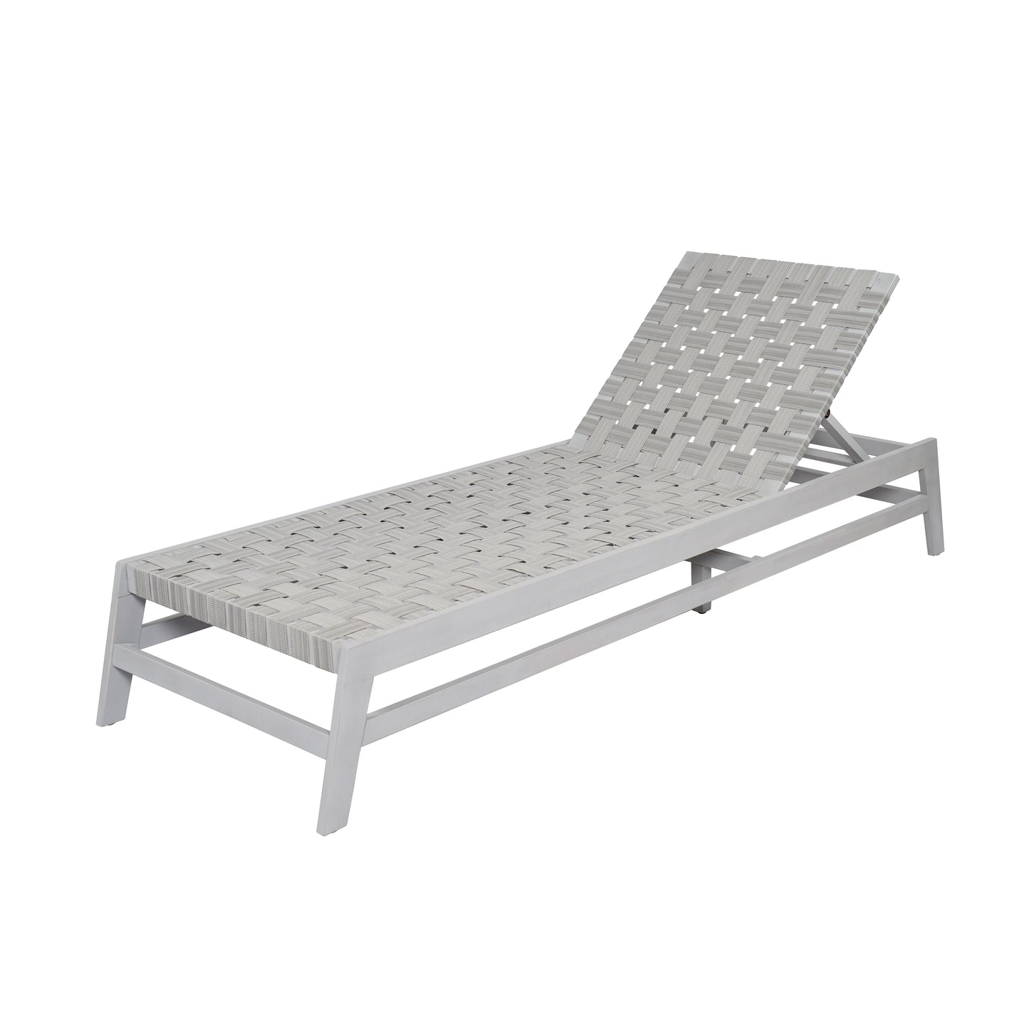 Rionaris Outdoor Acacia Wood Rope Chaise Lounge Adjustable 4-Position Recliner