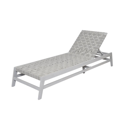 Rionaris Outdoor Acacia Wood Rope Chaise Lounge Adjustable 4-Position Recliner