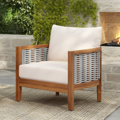 ThruBeam Outdoor Unique Tub Design Armchair with Woven Rope, Patio Furniture