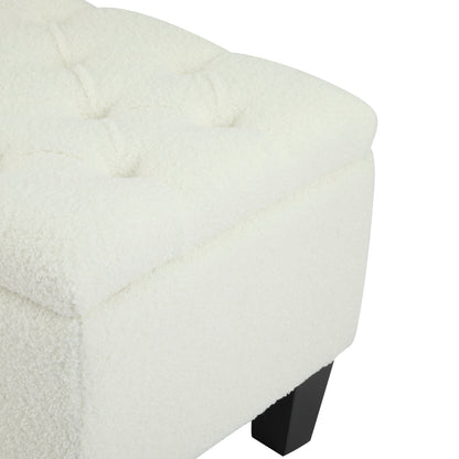HaChe Ottoman Bench with Storage,Boucle Surface, Rubber Wood Legs, 300 lbs Capacity