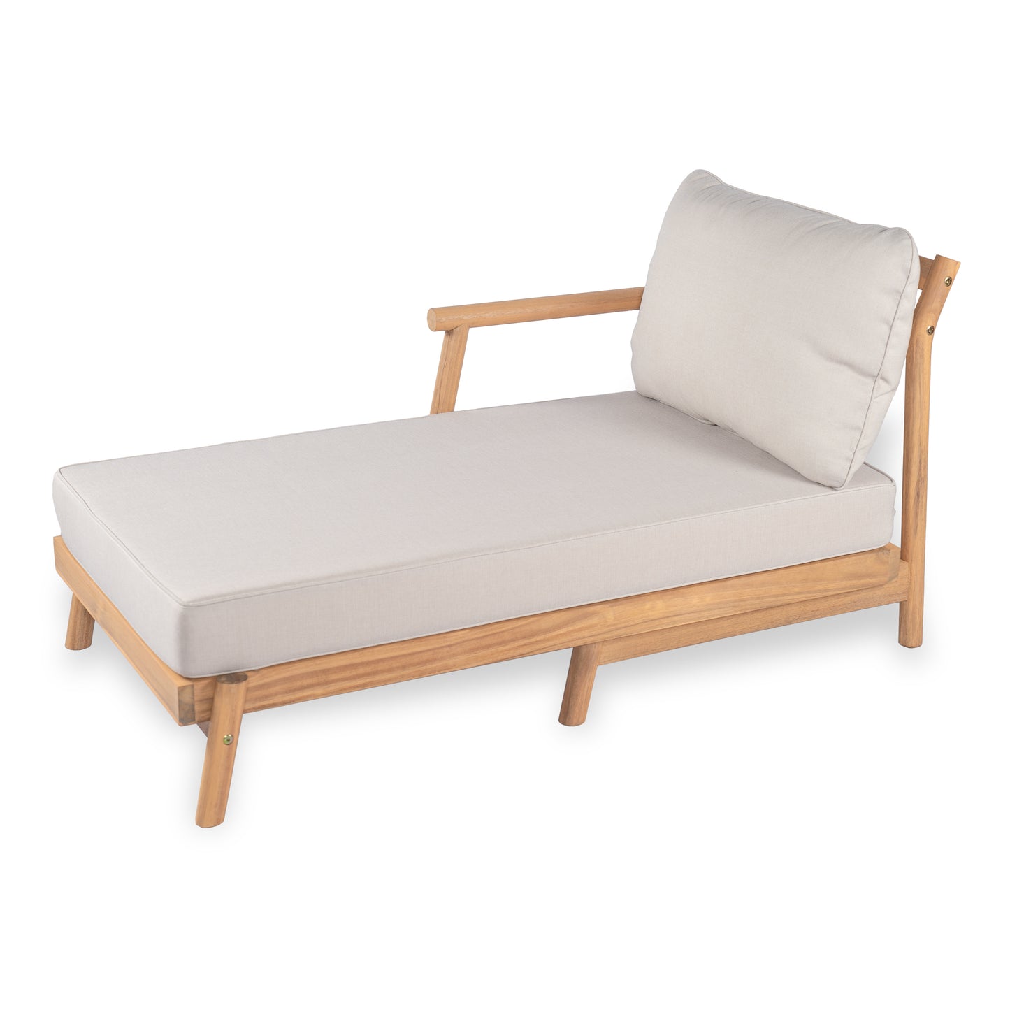 Selyric Patio Acacia Wood Sofa-and-Chaise sectional L-shape, Loveseat + Lounge with Water-resistant Cushion