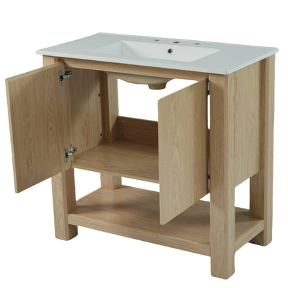 Caryaty Bathroom Cabinet Vanity with Rectangle Ceramic Sink