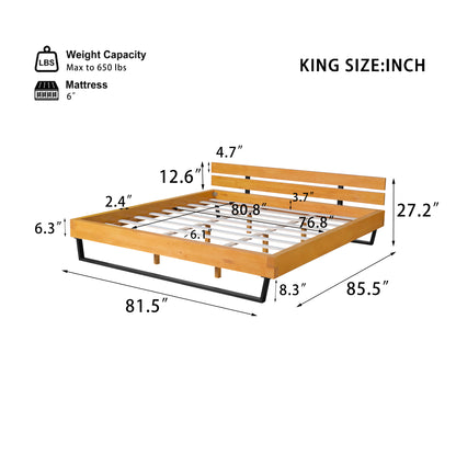 Dashiell Modern Solid Pine Bed Frame in Natural and Black,Making Serene Bedroom Retreat