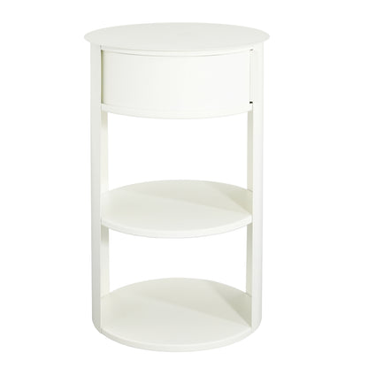 Somatilae Indoor 3-Tier Metal Round Side Table with Sliding Door Cabinet