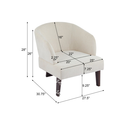 ‌Mossly Modern Accent Chair with Round Back & Wooden Legs - Mid-Century Inspired Lounge Chair for Living Room, Bedroom